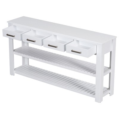 Gulches Stylish Entryway Console Table - Vintage Minimalist, 4 Drawers, 2 Shelves, for Living Rooms