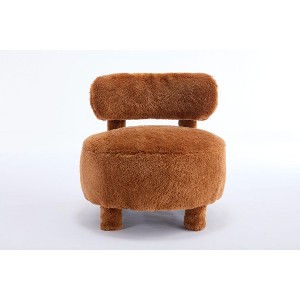 Gulches Khaki Fur 13 Inch Thick Cushion Curved Wingback Solid Wood Leg Armless Accent Chair Set of 1 - 1 of 4