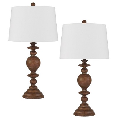 Cal Lighting Kelford 150W 3 Way Resin Table lamp with Taper Drum hardback Fabric Shade. Priced and Sold as Pairs