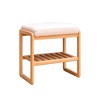 Alilang 23.62 inches Wooden Bench with Cushion and Bottom Storage Shelf-Natural - 2 of 4