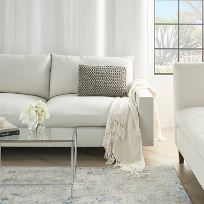 Gray Cotton-Wool Blend Textured Shag Throw Pillow Set