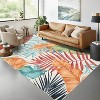 Washable Hallway Runner Rug Modern Tropical Plant Non-Slip Stain-Resistant Low Pile Indoor Home Decor Faux Wool - 3 of 4