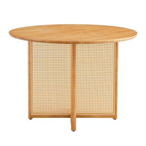 NicBex Modern 42" Round Wooden Coffee Table with Rattan Design for Living Room and Bedroom - 1 of 4