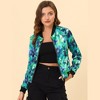 INSPIRE CHIC Women's Stand Collar Floral Prints Zip Up Lightweight Short Jacket - 2 of 4