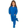 Footed Pajamas - Brilliant Blue Toddler Hoodie Fleece One Piece - 3 of 4