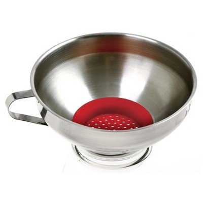 Norpro Stainless Steel Wide Funnel with Silicone Strainer