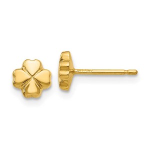 Black Bow Jewelry 5mm Four Leaf Clover Post Earring in 14k Yellow Gold - 1 of 4