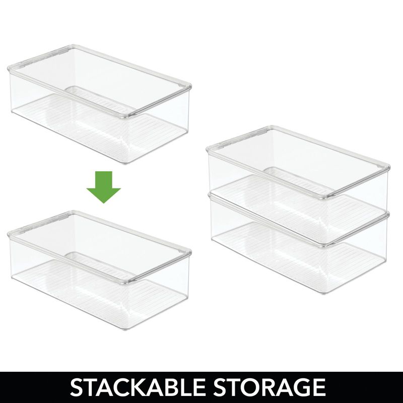 mDesign Plastic Closet Shoe Storage Organizer Box with Hinged Lid, 4 of 10