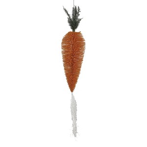 Storied Home Round Flocked Bottle Brush Carrot Ornament, Orange - 1 of 3