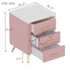 Lycvki Upholstered Wooden Nightstand with 3 Drawers and Metal Legs - 3 of 4