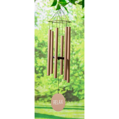 36"H Laser Etched Painted Wood Hand Tuned Windchime, "Relax", Scale "E"