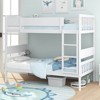 Costway Twin Over Twin Bunk Bed Solid Wood Bed Frame with Ladder Full-length Guardrails White/Natural - 3 of 4
