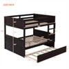 RISOKEYS Full Over Full Bunk Bed - Wooden Frame with Twin Trundle, Ladder & Safety Guardrail, Convertible to 2 Platform Beds for Kids Teens - Espresso - 3 of 4