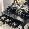 Garvee Vanity Desk Set with 5 Drawers, Wood Makeup Dressing Table with Oval Mirror & Stool for Bedroom - 3 of 4