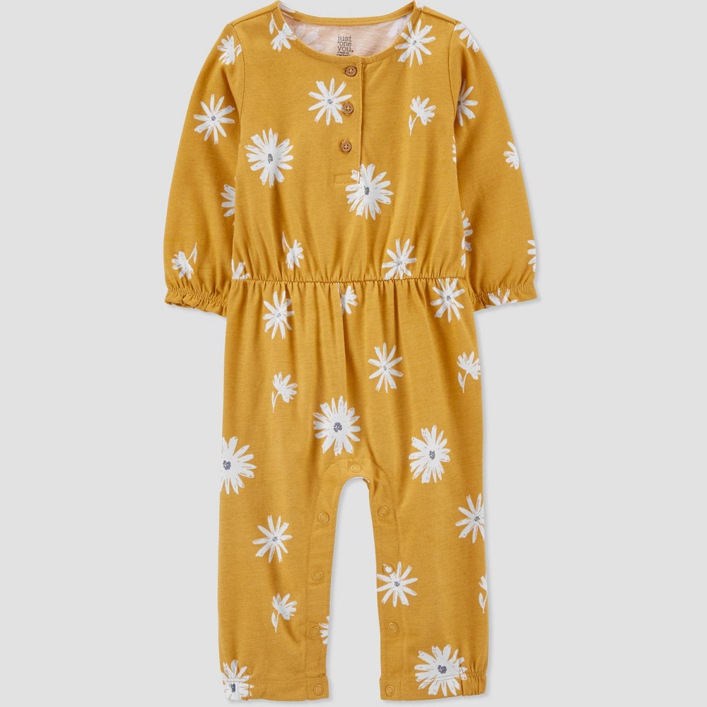 Size 12M Baby Girls' Daisy Jumpsuit - Just One You made by carter's Yellow 