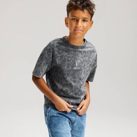 Cat & Jack Boys' Short Sleeve Spider-Man Acid Wash Oversized Graphic T-Shirt - Cat & Jack™ Charcoal Gray M