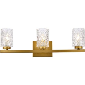 Elegant Lighting Cassie 3 lights bath sconce in brass with clear shade - 1 of 4