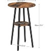MaseiKar Bar Table, Round Pub Table, 2-Tier with Storage, 37.4" High Top for Small Spaces, with Top Particleboard for Kitchen,Rustic Brown - 3 of 4