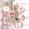 ROBOTIME Doll Furniture Baby Doll High Chair, Pretend Play High Chair with Seat Belt, Dollhouse Furniture Accessories, Pink, 11"*9.8"*20" - 4 of 4