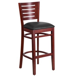 Emma and Oliver Slat Back Wooden Restaurant Dining Barstool - 1 of 4