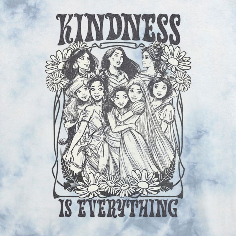 Juniors Womens Disney Black and White Princesses Kindness is Everything Crop T-Shirt, 2 of 4