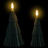 Northlight Ribbed Flickering LED Flameless Christmas Tree Wax Candles - 6" - Green - Set of 2 - 3 of 4