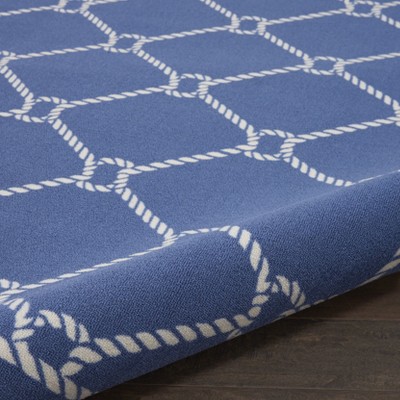 Reversible Rectangular Navy Blue Synthetic 4' x 6' Outdoor Rug