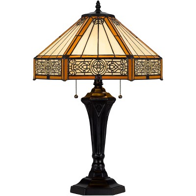 Cal Lighting BO-3112TB 60W X 2 Metal and Resin Tiffany Table Lamp with Pull Chains, Dark Bronze