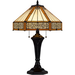 Cal Lighting BO-3112TB 60W X 2 Metal and Resin Tiffany Table Lamp with Pull Chains, Dark Bronze - 1 of 4
