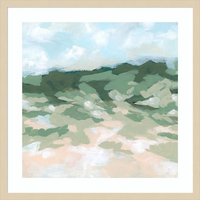 Blockbrush Valley II Abstract Landscape Framed Print in Natural Wood