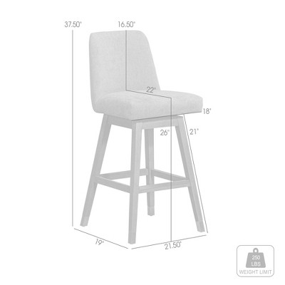 Gray Oak Wood Swivel Counter Stool with Mocha Fabric
