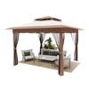 11 x 11 Feet Outdoor Gazeb with Mosquito Netting Outdoor Canopy Shelter with Double Roof - 3 of 4