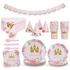 Blue Panda 194-Piece Princess Themed Birthday Party Decorations with Dinnerware, Banner, and Hats (Serves 24) - 4 of 4