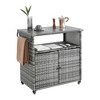 MOEPISY Outdoor Wicker Serving Cart Wheels - 2 of 4