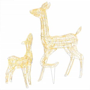 vidaXL Acrylic Reindeer Family Christmas Decoration 160 LED Warm White - 1 of 4