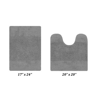 Granada 2 Piece Bath Rug Set 100% Premium Cotton Tufted Non-Slip Backing Bathmats for Bathroom, Super Soft Absorbent, Machine Washable