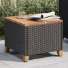 vidaXL Patio Table Black 17.7"x17.7"x14.6" Poly Rattan Acacia Wood - 3 of 4