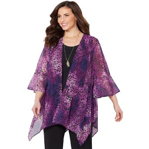 Catherines Women's Plus Size Seasonless Cascade Duster - 1 of 4