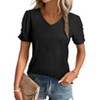 Women’s V-Neck Waisted Dress with Lotus Sleeves and Irregular Hem Dress - 2 of 4