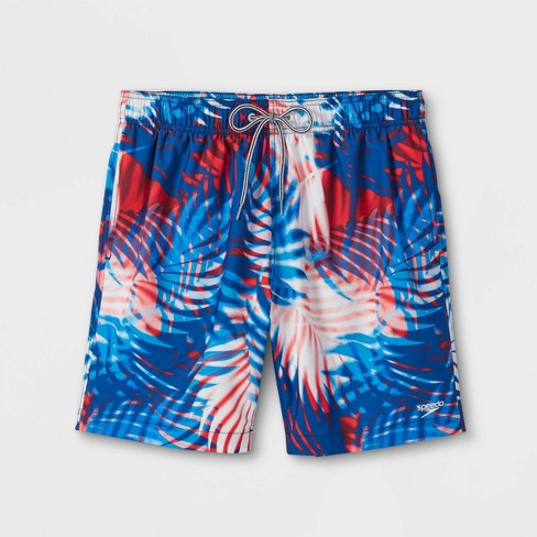 Speedo Men's 7.5 Volley Ghost Palm Swim Trunks - Blue/white/red Xl : Target