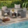 Tangkula 3 Pieces Patio Furniture Set PE Rattan Chairs Set w/ Storage Coffee Table - 3 of 4