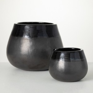 12.25"H Sullivans Ebony Fat-Bottomed Pot Set of 2, Black - 1 of 4