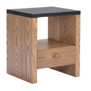 Side Table Black 19.9"H – Modern Rectangular Wood Veneer Table With Drawer & Shelf By Zuo Modern - 1 of 4