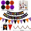 Happy Halloween Banner Paper Triangle Flag Bunting Circle Confetti Dots Hanging Garland Honeycomb Ball Swirl Streamers for Halloween Party Decorations - 2 of 3