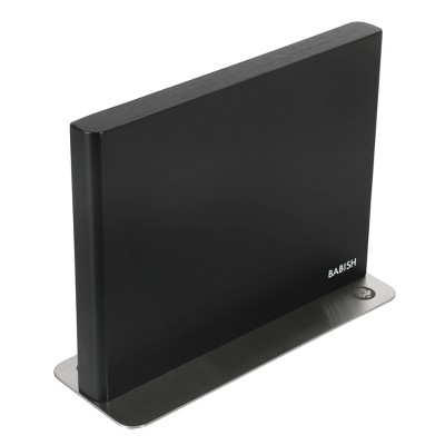 Babish Black Ashwood Magnetic Knife Block with Stainless Steel Base