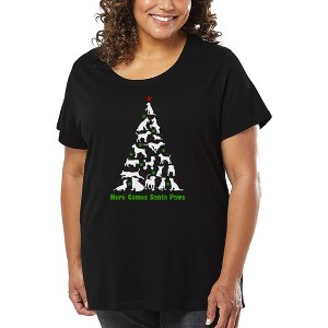 LA Pop Art Here Comes Santa Paws - Women's Word Art T-Shirt - 1 of 4
