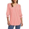 Women Print Tops Dressy Casual Shirts Smocked Cuffs 3/4 Sleeve Tees Boho Tunic - 3 of 4