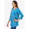 Woman Within Plus Size Perfect Printed Three-Quarter Sleeve V-Neck Tee - 4 of 4