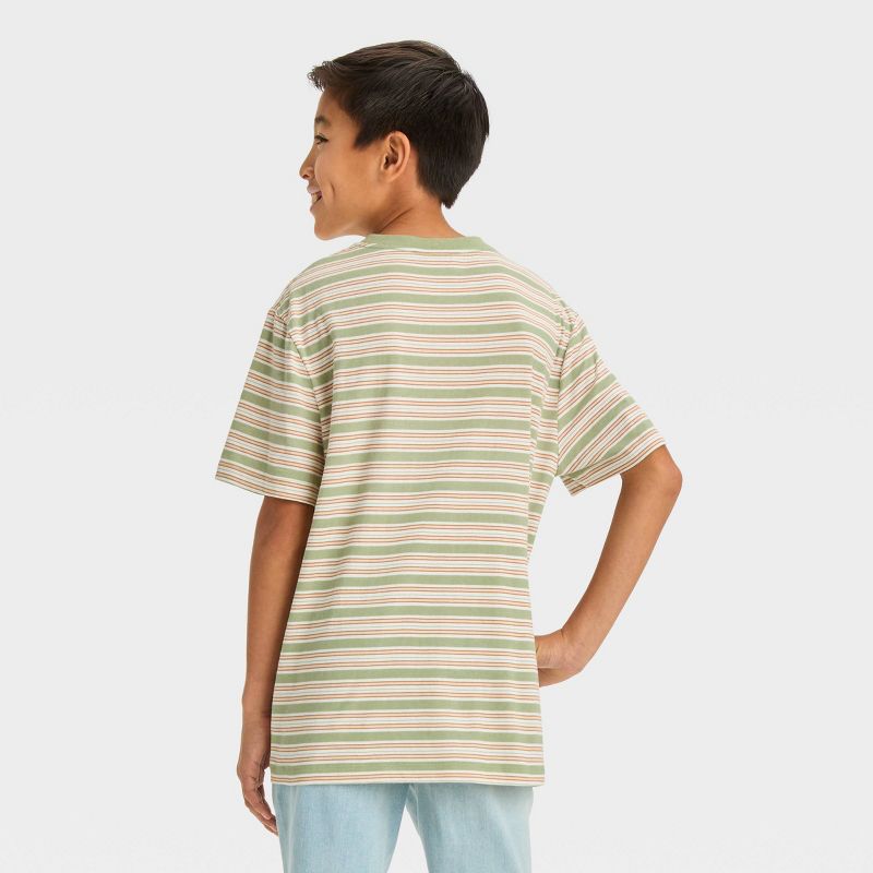 Boys' Short Sleeve Graphic T-Shirt with Horizontal Striped - art class™ Olive Green, 4 of 5