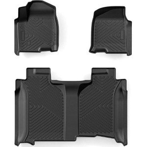 Floor Mats for Silverado 1500/G M C Sierra 1500 Crew Cab 2019–2025, Heavy Duty TPE All-Weather Floor Liners, Black, Non-Carpet Rear Underseat Box - 1 of 4